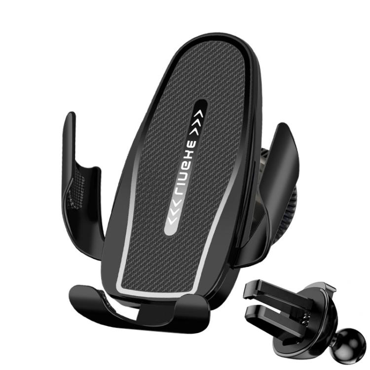 Carbon Fiber Clip-on Gravity Air Outlet Car Phone Holder, Black Hawkbill Clip, Black Straight Clip, Black Hook Clip