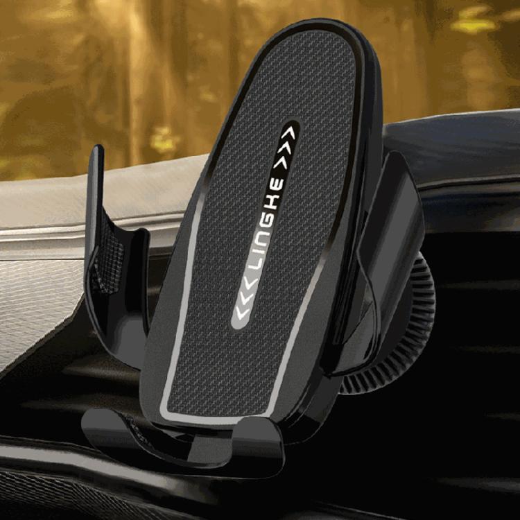 Carbon Fiber Clip-on Gravity Air Outlet Car Phone Holder, Black Hawkbill Clip, Black Straight Clip, Black Hook Clip