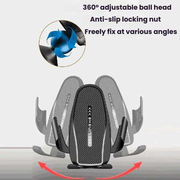 Carbon Fiber Clip-on Gravity Air Outlet Car Phone Holder, Black Hawkbill Clip, Black Straight Clip, Black Hook Clip