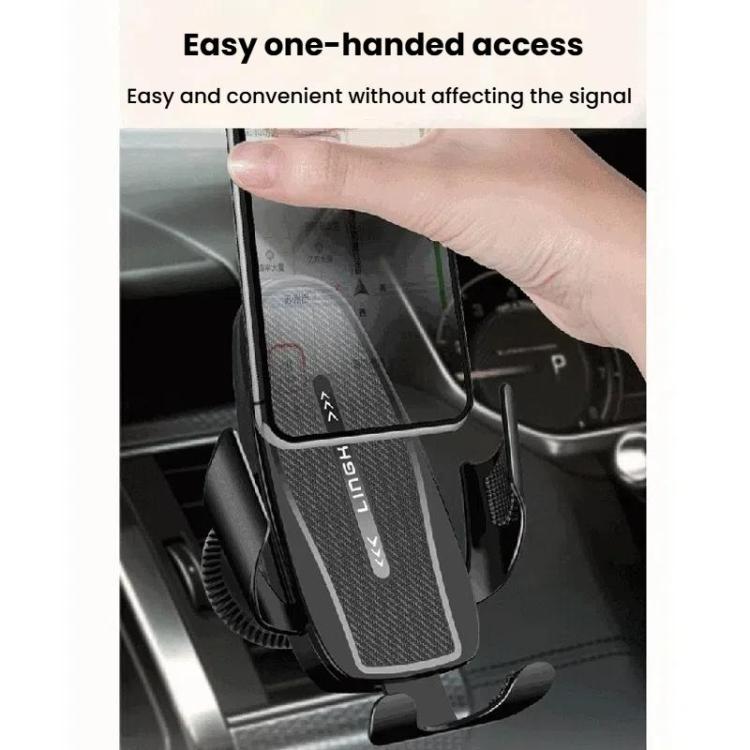 Carbon Fiber Clip-on Gravity Air Outlet Car Phone Holder, Black Hawkbill Clip, Black Straight Clip, Black Hook Clip