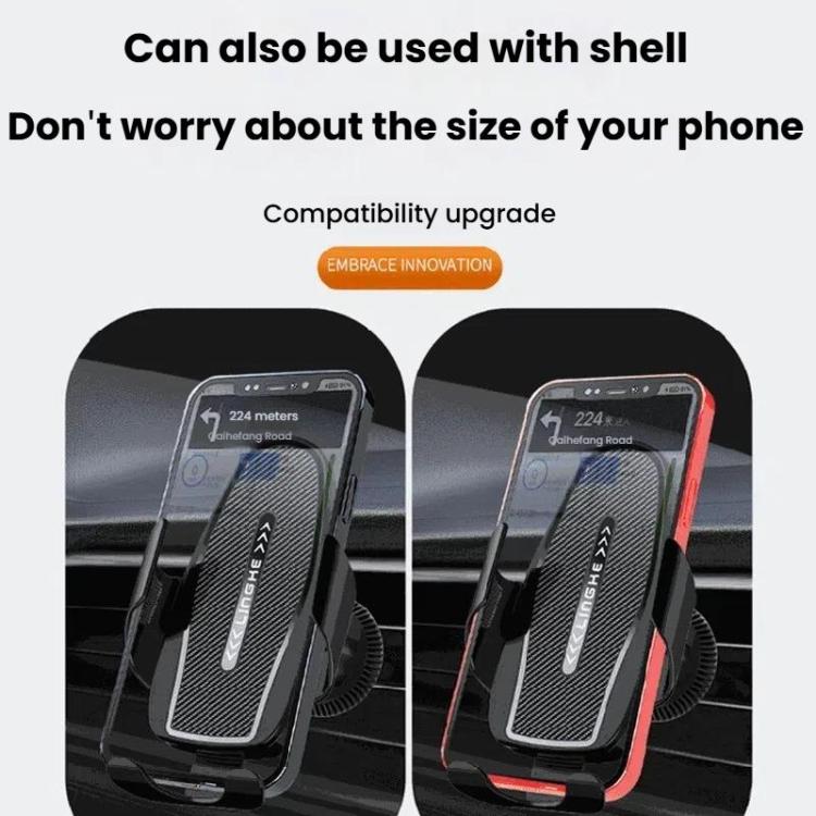 Carbon Fiber Clip-on Gravity Air Outlet Car Phone Holder, Black Hawkbill Clip, Black Straight Clip, Black Hook Clip