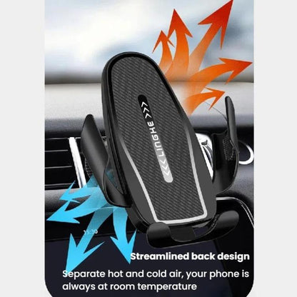 Carbon Fiber Clip-on Gravity Air Outlet Car Phone Holder, Black Hawkbill Clip, Black Straight Clip, Black Hook Clip