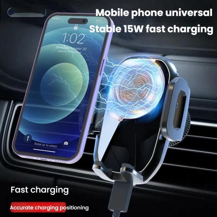 15W Wireless Induction Snap-on Charging Car Air Outlet Phone Holder, Black, Black + Long Hook Clip, Black + Car Charger Head, White + Car Charger Head