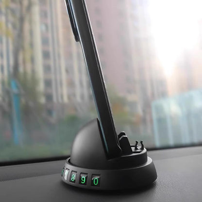Car Phone Holder Dashboard Mount with Glow-in-the-Dark Parking Number Plate