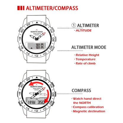 North Edge GAVIA Men Outdoor Sport 50m Waterproof Smart Digital Watch Diving Watch, Support Barometer & Pedometer