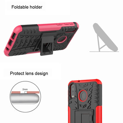 Tire Texture TPU+PC Shockproof Case for Galaxy M20, with Holder, For Galaxy M20