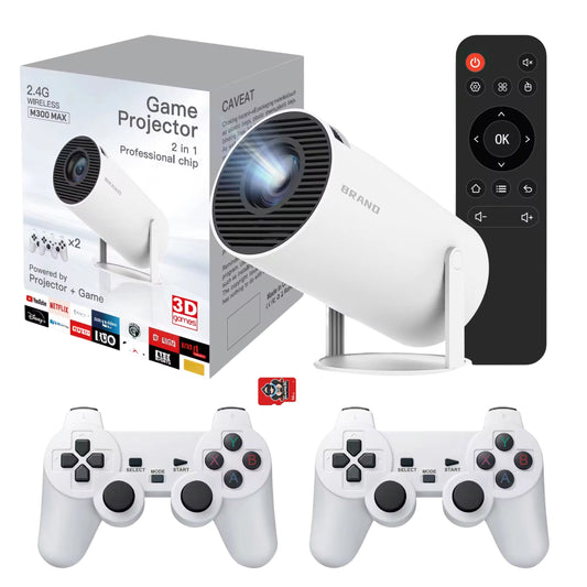 Gaming Projector with games and controls.