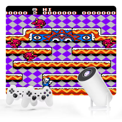 Gaming Projector with games and controls.