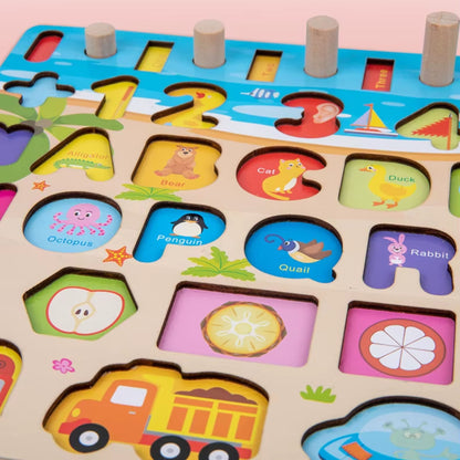 Wooden Puzzle - with go fishing and numbers and shapes