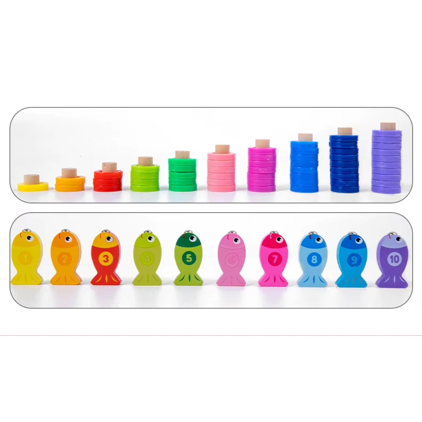 Wooden Puzzle - with go fishing and numbers and shapes