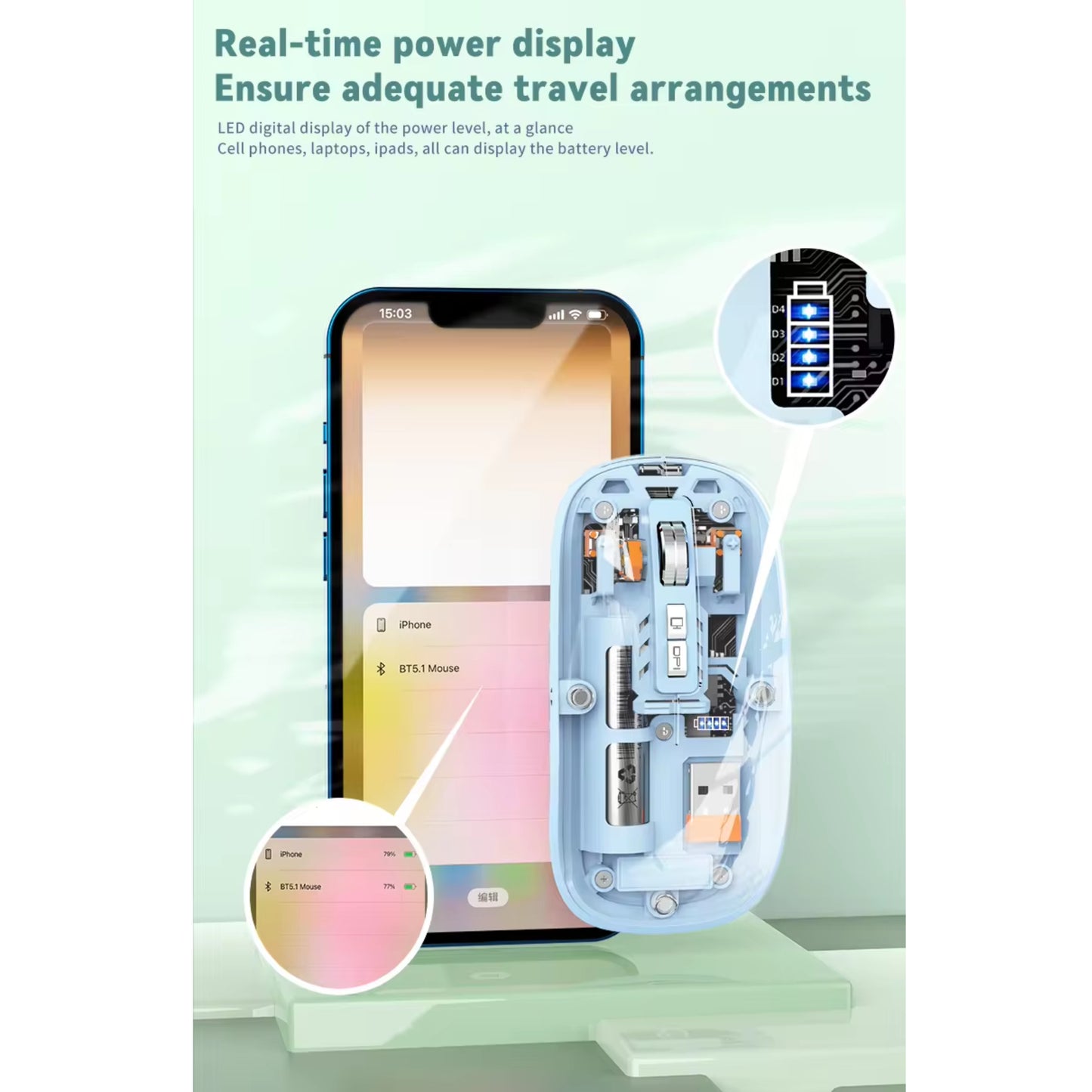 Wireless rechargeable silent mouse
