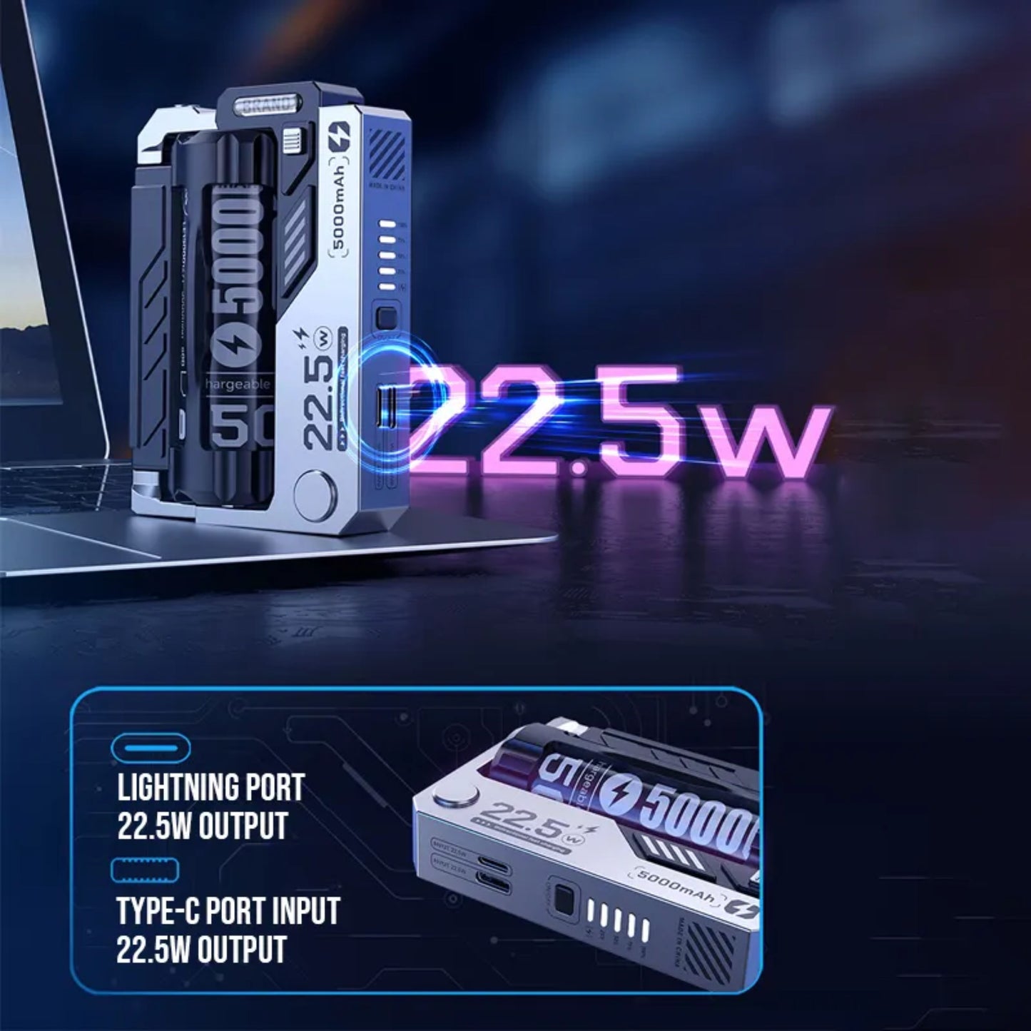 Powerbank - MXD1 Coolest Powerbank in the World. Replaceable Battery